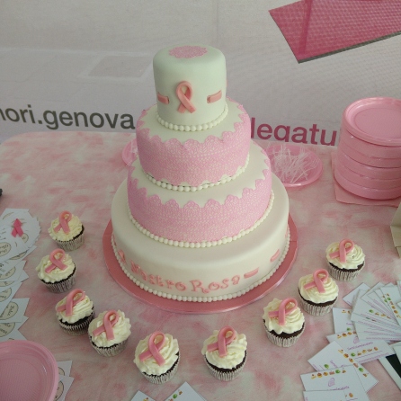 Torta e cupcakes a tema Nastro Rosa